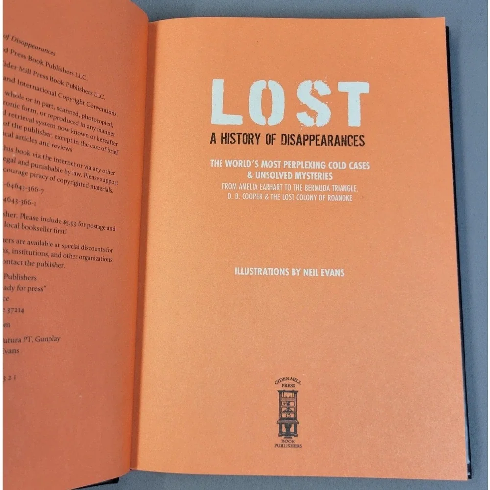 Cider Mill Press Lost A History of Disappearances True Crime Hardcover Book